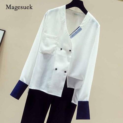 Women Pullover Solid Blouses Women Casual Office Ladies Loose White Shirt Autumn Long Sleeve Chiffon Blouse Women Blusas 11169