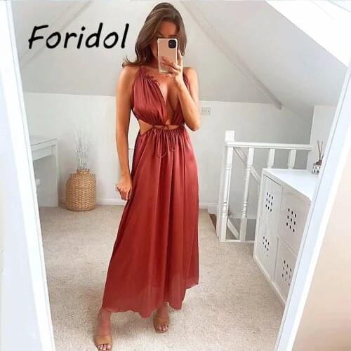 Autumn Winter One Shoulder Midi Dress Robe for Women Evening Party Long Satin Dress Elegant Maxi Dress 2021 Vestidos Beach