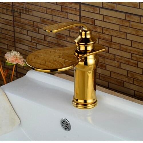 Gold/chrome/black brass bathroom sink faucet,single lever waterfall basin faucet water tap mixer