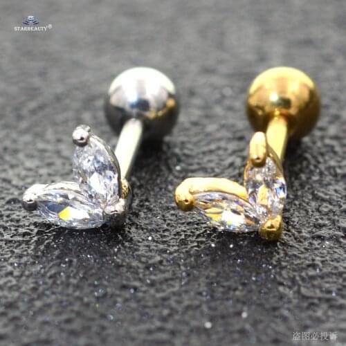 1pc 16G 6mm Bar Crystal Seedling Tragus Piercing Helix Piercing Studs Earrings Nose Ring Ear Piercing Gold Color Body Jewelry