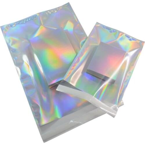 100pcs/lot NEW Hologram Aluminum Foil Adhesive Pouch Courier Storage Bags Envelope Poly Mailer Postal Shipping Mailing Pouches