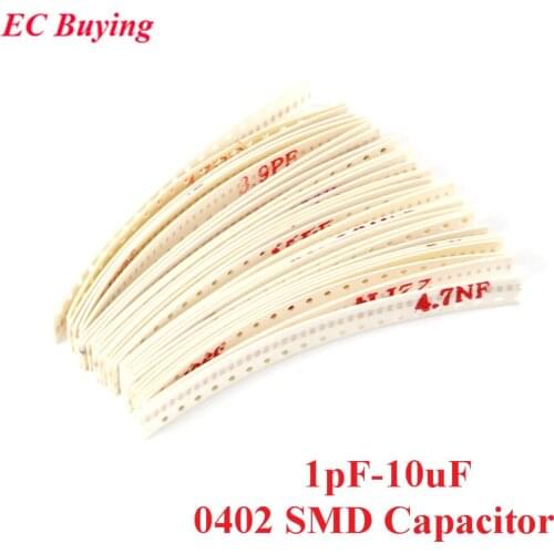 1200pcs 0402 SMD Capacitor kit 30 values*40pcs 1PF-10UF Electronic Components Package Capacitor Assorted Kit Samples DIY