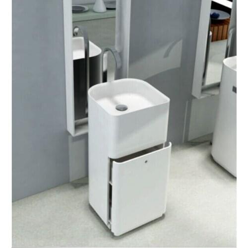400x400x900 CORIAN BATHROOM FREE STANDING PEDESTAL SOLID SURFACE BASIN SQUARE VANITY WITH WHEEL DRAWER RS38237