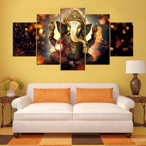 5 pieces of oil painting wall art home decoration elephant trunk idol living room modern high definition poster print landscape