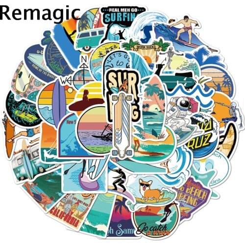 50pcs Beach surfing summer Scrapbooking Stickers Packs Waterproof Skateboard Luggage Guitar Graffiti Kid Toy decals pasters gift