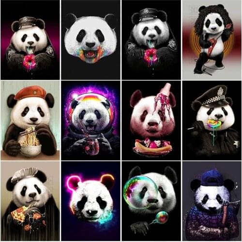 5D Diamond Beads Embroidery Complete Kit Cute Panda Diy Diamond Painting Rhinestones Full Square Mosaic Animal Home Decor Gift