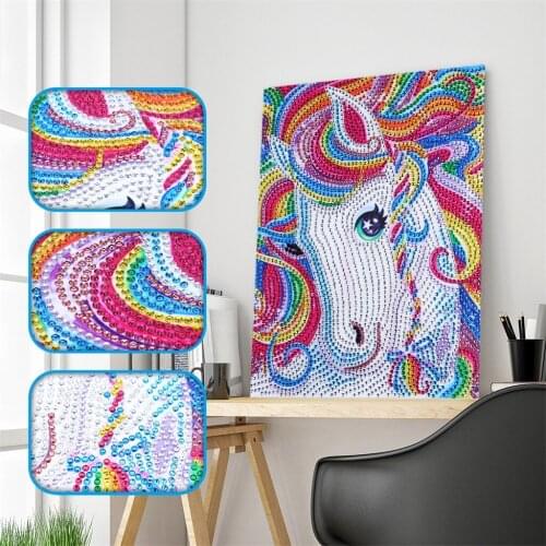Special Shaped Diamond Painting Diamond Embroidery 5D DIY Partial Drill Cross Stitch Kits Colorful Horse Rhinestone Picture