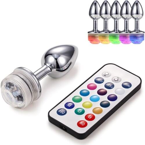 Remote Control Discoloration Anal Sex Toy Anal Plug Anal Expansion Sex Toys Solid Metal Anal Plug Toys for Adults 18 Sex Shop