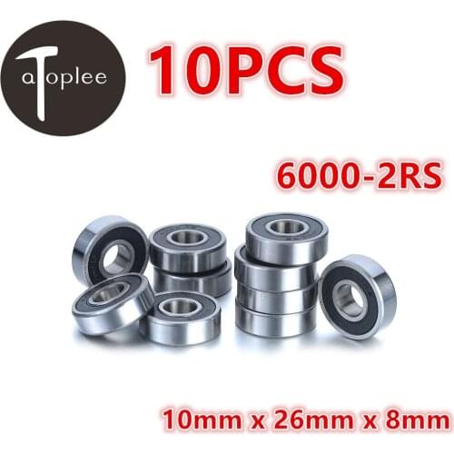 Atoplee 10pcs 6000-2RS Deep Groove Ball Bearings Bearing Steel 10*26*8mm For Car Motors Machinery Industries Rolling Bearings