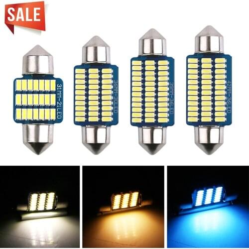 2pcs Festoon LED C5W C10W 31 36 39 41MM 4000K 8000k Car Led Bulb Vehicle Reading Lamp Warm White Ice Blue Internal 12V Diode