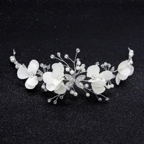 White Wedding Headbands Bridal Ornaments Beautiful Flower Headbands Fashion Women Hair Band Simple Elegant Bride Accessories