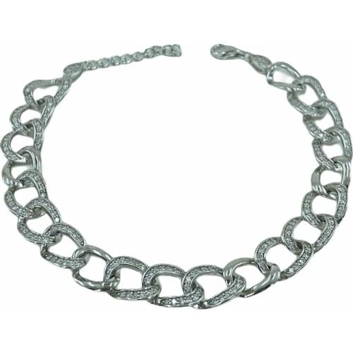 Italian Top Quality Cubic Zirconia Panzer Waterway 925 Silver Bracelet