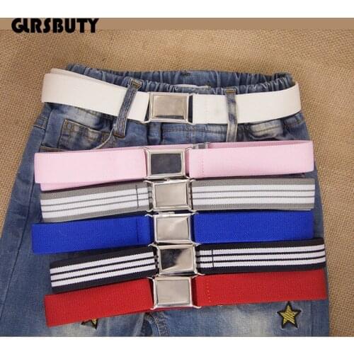 GLRSBUTY Kids Elastic Belt Adjustable Toddlers Belt with Silver Square Buckle Boys and Girl`s Belts for Jeans Pants