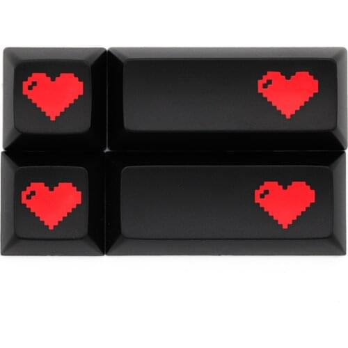 Domikey abs doubleshot keycap pixel heart black red oem dsa sa cherry profile poker 87 104 gh60 xd64 xd68 xd84 xd75 xd87