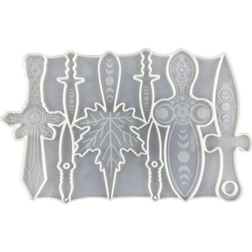 Knife Resin Mold Different Shape Sword Dagger Silicone Epoxy Mould for Halloween Cosplay Keychain Decoration DIY Casting