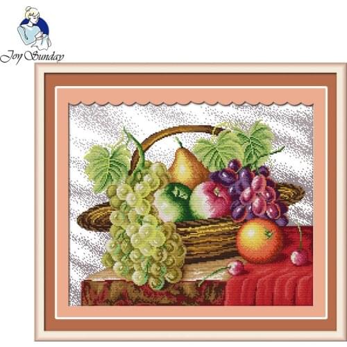 Joy Sunday Fruit basket Cross stitch Embroidery kit Home Wall Decor Canvas Painting Modern Print Wall Art Picture For Room Decor