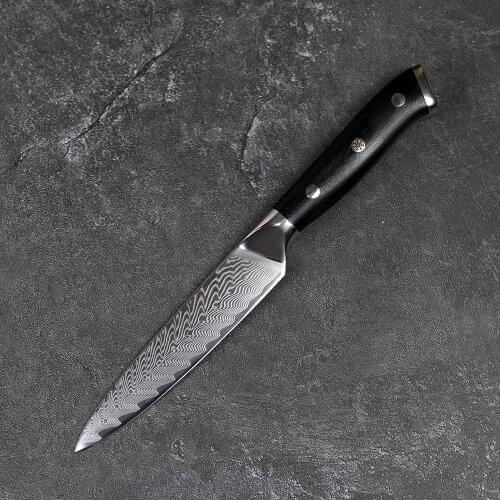 JUNSHENG 67 layer Damascus steel kitchen knife 5 inch utility knife universal knife G10 handle multi-function fruit knife gift