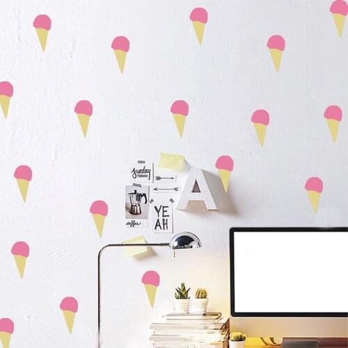 Summer ice cream Vinyl Wall Decals Removable Cute DIY Wall Stickers For Baby Girls Pink Room Decoration