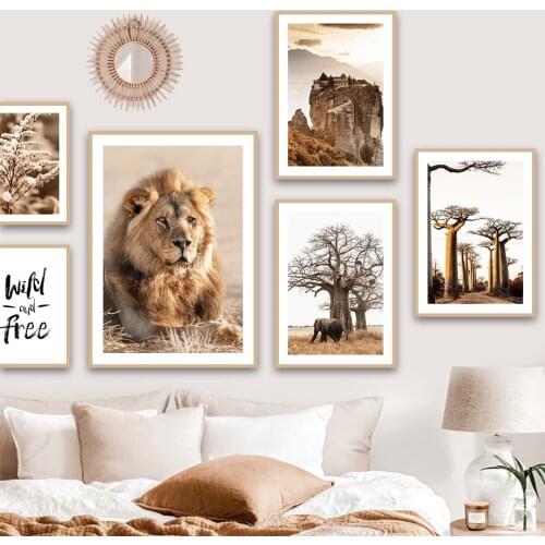 Mountain Reed Rice Lion Forest Wall Art Canvas Painting Nordic Posters And Prints Landscape Wall Pictures For Living Room Decor