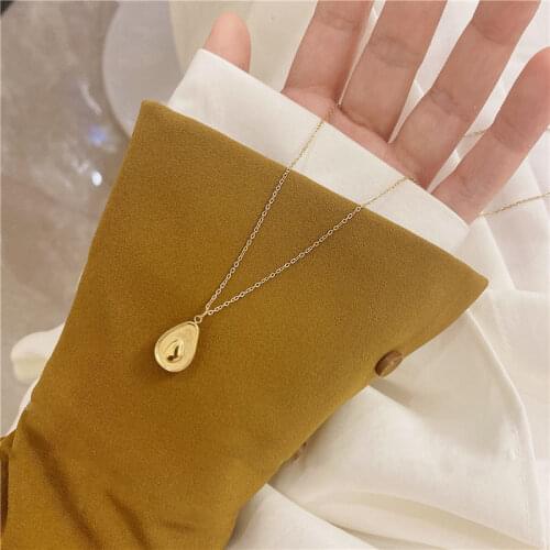 SRCOI New Fashion Mini Golden Avocado Pendant Titanium Steel Necklace Simple Cute Fruit Clavicle Chain Women Girls Jewelry Gift