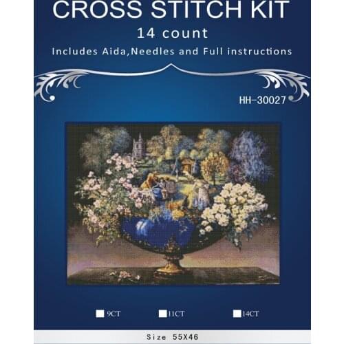 ONEROOM People,Flower,Tree vase Needles,DIY DMC 14CT Unprinted Cross Stitch,Embroidery Kits,Counted Embroidery, Wall Deco