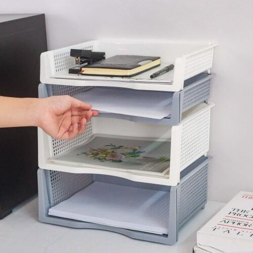 A4 Paper Organizer Drawer Storage Box Multi-functional Stackable File Cabinet Pen Pencil Holder for Office Desktop Storage Tool