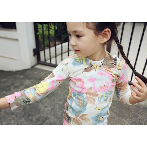 2-6Y Quality Girls Tops Long Sleeve Floral Print Cotton Baby Girls T-shirt Autumn Winter Princess Kids Girls Clothes Girls Tees