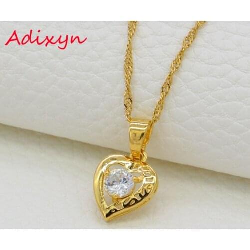 Adixyn Heart Pendant Necklaces for Women/Girls Gold Color Cubic Zirconia Jewelry for Mom Girlfriend Sister Daughter Gifts