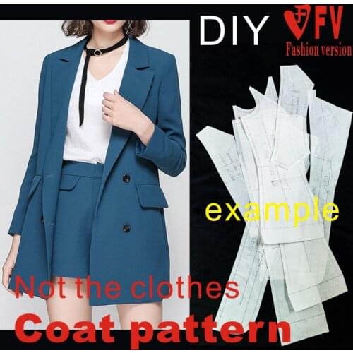 Garment pattern womens double-breasted big suit trench coat coat pattern sewing drawing BFY-213