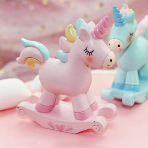 Resin Unicorn Cake Topper Happy Birthday Party Supplies Unicorn Horn Cake Decoration Accessories Unicorn Birthday Theme Favors