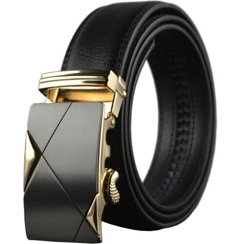 Genuine Leather Mens Belt High Quality Fashion Cow Women Waistband 2021 New Automatic Ratchet Buckle Black Brown Cummerband