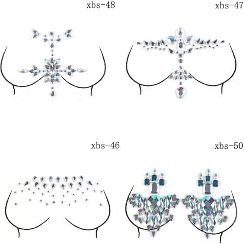 Crystal Nipple Cover Stickers Women Bra Breast Pasties Adhesive Stickers Body Paint Accessories 18.5*13cm