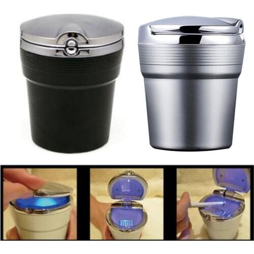 Detachable Car Cigarette Ashtray Cup Portable Vehicle stainless steel Ashtray Holder with LED Light for outdoor camping/picnic