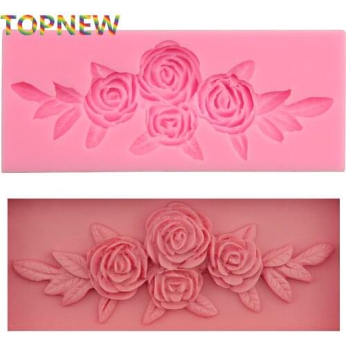 Lovely Beautiful Flower Bouquet Rose Modeling Fondant Silicone Mold Kitchen Accessories Cake Decorating Tools C2804