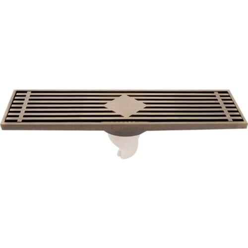 Drain 8*30CM Euro Antique Brass Art Carved Floor Drain Cover Shower Waste Drainer Bathroom Bath Accessories Strainer