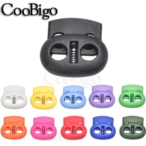 50pcs Colorful 5mm Hole Plastic Stopper Cord Lock Bean Toggle Clip for Apparel Paracord Elastic Cord Masks Lanyard Rope Parts