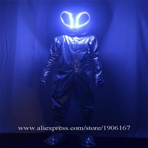 LED Alien Clothing Luminous Costumes LED Space Suits Clothes Stage Show Men led Lighting Costume Dance Party Halloween Dress