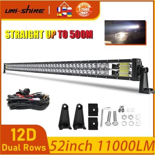 UNI-SHINE 12D Led Light Bar 52" 1020W 2-Row For 4x4 Offroad 4WD ATV UAZ Truck Tractors Trailer 12V 24V Driving Work Lights Barra