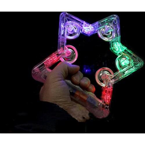 1pcs Glowing Party LED Rattle Toys Light Up Musical Flashing Tambourine Handheld Percussion Musical Instrument KTV Cheer Toys