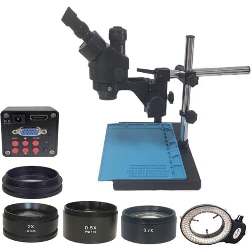 3.5X-90X Dual Arm Stereo Trinocular Microscope 20MP 1080P VGA HDMI Video Microscopio Camera Soldering Watch PCB Repair Tool Kit