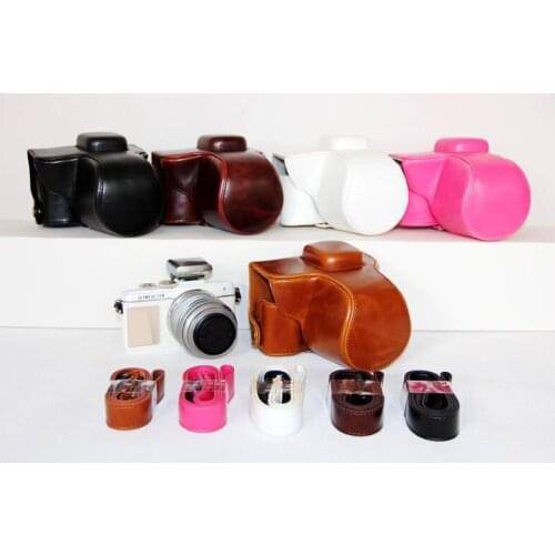 Camera Video Bag PU Case with Shoulder Strap for Olympus E-PL7 E-PL8 E-PL9 (Compatible with 40-150mm lens)