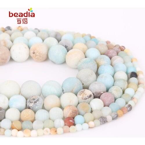 High Quality Dia 4-12mm Hole 1mm 32-95pcs/bag Natural Dull Polish Matte Amazon Stone Beads For DIY Jewelry Making