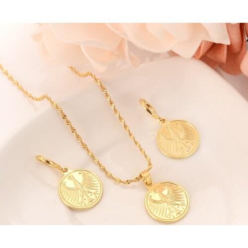 Gold jewelry set chain women Bundesrepublik Deutschland Coin souvenir gift girl