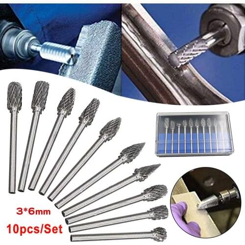 10Pcs Tungsten Steel Solid Carbide Burrs For Dremel Rotary Bit Accessories 2