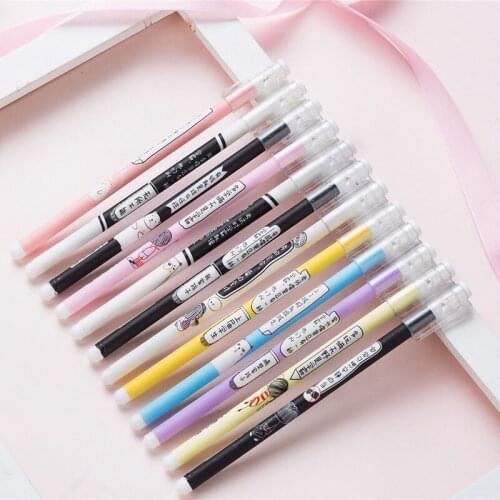 12PC/SET Creative Color Learning Master Text Water Pen Character Gel Pen Black 0.5mm Signature Pen Exam Student Pen School