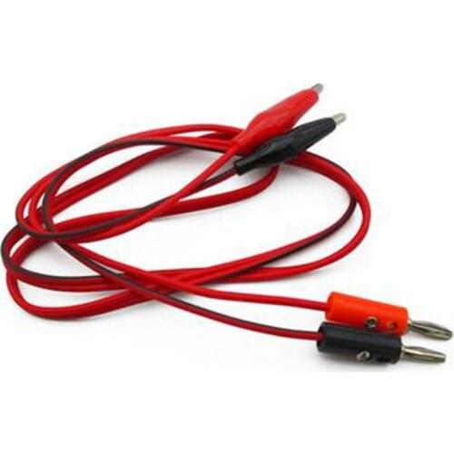 2 pairs 1M/3.3FT Alligator Clip to Banana Plug Electrical Test Cable Leads red black