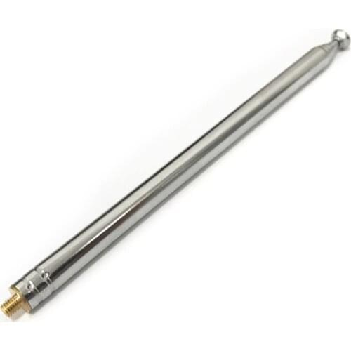 2pcs Steel Rod 6 Sections Telescopic Antenna Aerial for Radio 477mm Long Aerial Thread Outside