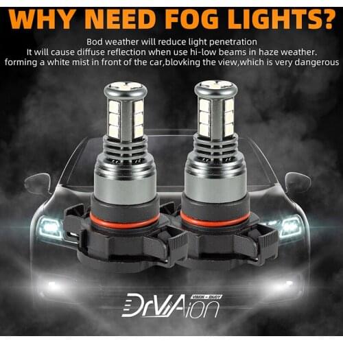 2x H16 / 5202 Led Headlamp Bulb 28w 6500k Super Bright Conversion Kit Aluminum 12v / 24v2 Led Fog Lamps