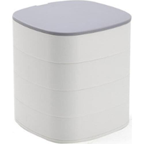 360 Degree Rotation Earrings Case With Mirror 4 Layer Jewelry Box Organizer Small Parts Debris Dust-Proof Ring Storage Boxes