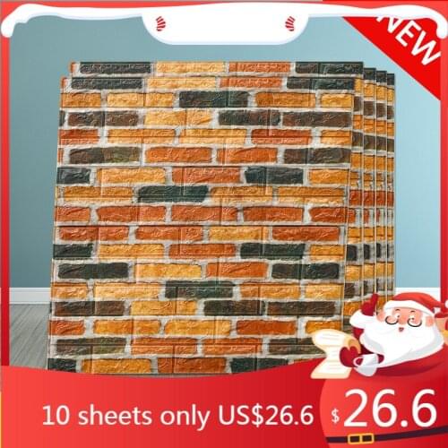 3D Brick Wall Stickers Retro Simulated Brick for Living Room Bedroom Wall Decor Self Adhesive Waterproof Wall Covering Wallpaper